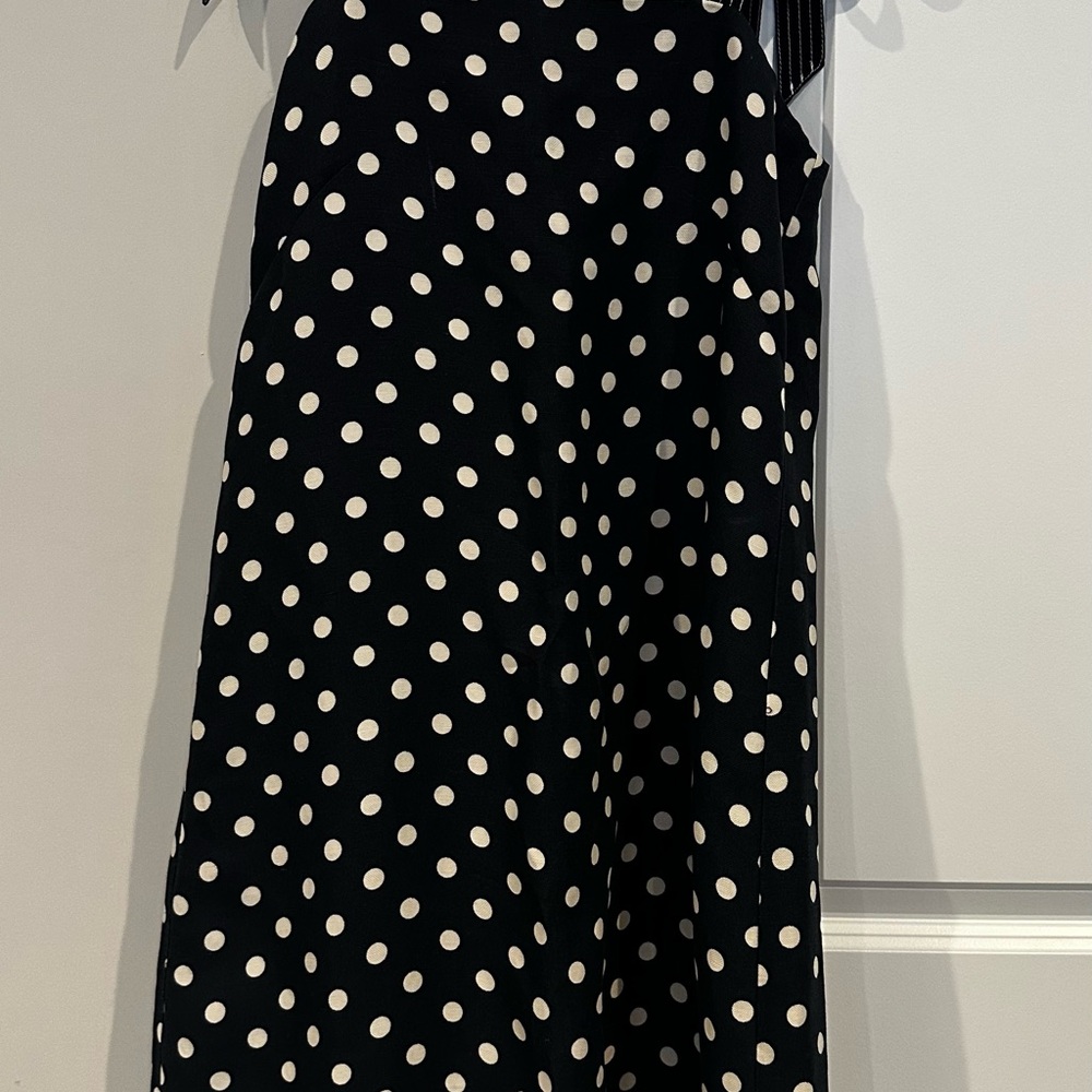 J. Crew Black and White Polka Dot Strapless Dress